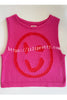 Always Happy Face Knit Unique Pattern Versatile Loose Tank Top