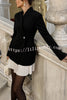 Fashionable Contrast Color Elegant Long Sleeve Pleated Suit Mini Dress