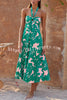 Bohemian Printed Gathered Halterneck Maxi Dress