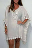 Solid Color Casual Lace Loose Cover Up Mini Dress