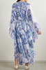 Blue and White Porcelain Print V-Neck Waist Loose Maxi Dress