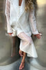 Simple and Light See-through Fabric Tie-up Long Sleeve Pocket Lapel Blazer