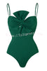 Sling Bow One Piece Swimsuit and Lake Print Skirt