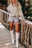 Casual Luxe Style Ribbed Material Lace Accents Button Pocket Shirt Coat