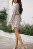 Sequin Belted Long Sleeve Mini Dress