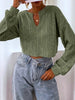 Leisure Long Sleeves Jacquard Solid Color V-Neck Short T-Shirts Tops