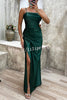 Love Lasts Forever Satin Corset Back Lace-up Slit Maxi Dress
