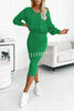 Solid Color Loose Hoodie and Stretch Tank Midi Dress Set