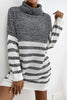 Stripe Gradient Turtleneck Sweater Dress