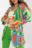 Multicolor Graphic Print Lapel Long Sleeve Blazer