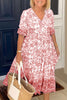 V Neck Floral Print Elastic Waist Maxi Dress
