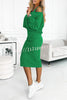 Solid Color Loose Hoodie and Stretch Tank Midi Dress Set