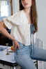 Bow Tie Low Back Puff Sleeve Blouse