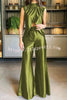 Better Stand Out Solid Color Slit Top and High Waist Pants Set