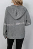 Hooded Single Breasted Drawstring Long Sleeved Top