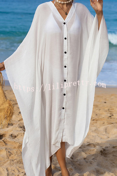 Rustic V Neck Button Down Cover Up