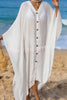 Rustic V Neck Button Down Cover Up