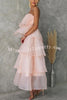 My Darling Dear Chiffon Off Shoulder Back Elastic Tiered Maxi Dress