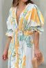 Floral Print Shirt Neck Puff Sleeve Button Maxi Dress