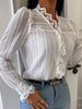 Bohemia Ruffled Embroidered White V-Neck Blouses&Shirts Tops
