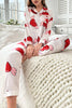 Beautifully Printed Lapel Pocket Button Lounge Pant Suit