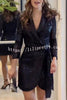 Lace Up Sequined Long Sleeve Mini Dress