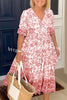 V Neck Floral Print Elastic Waist Maxi Dress
