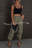 Let¡¯s Rewind Nylon Elastic Waist Pocketed Cargo Pants