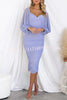 Iconic Crush Ruched Long Balloon Sleeve Mesh Overlay Midi Dress