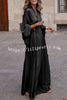 Geometric Print V Neck Long Sleeve Maxi Dress