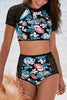 Lace Floral Patchwork High Waist Bikini Set
