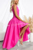 Ruisa Cotton Blend One Shouder Cutout Asymmetrical High Low Maxi Dress
