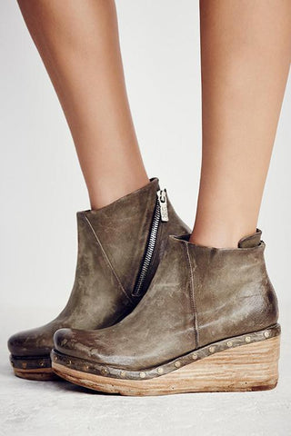 Zipper Ankle Wedges Boots