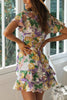 Ruffles Floral Print Mini Dress