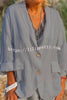 Linen Cotton Blend Long Sleeve Lightweight  Blazer