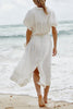 Button Belted Short Sleeve Cover Dress