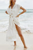 Button Belted Short Sleeve Cover Dress