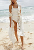 Button Belted Short Sleeve Cover Dress