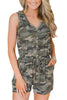 Camouflage Button Drawstring Romper