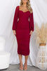 Iconic Crush Ruched Long Balloon Sleeve Mesh Overlay Midi Dress