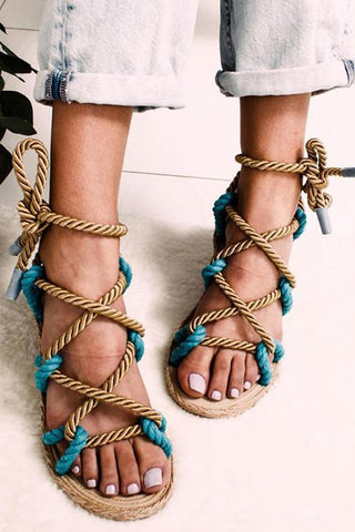 Twine Straps Flat Sandals