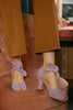 Ruched Peep Toe Boe Tie High Heel
