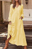 Pockets V Neck Long Sleeeve Maxi Dress