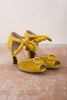 Ruched Peep Toe Boe Tie High Heel