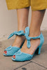 Ruched Peep Toe Boe Tie High Heel