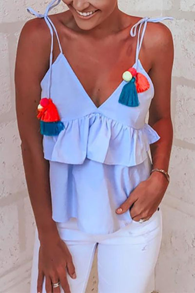 Tassels Ruffles Slip Top