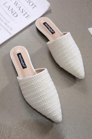 Straw Flat Mule