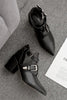 Leather Buckle High Heels Boots
