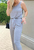 Pockets Drawstring Sleevelss Jumpsuit