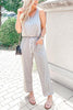 Pockets Drawstring Sleevelss Jumpsuit
